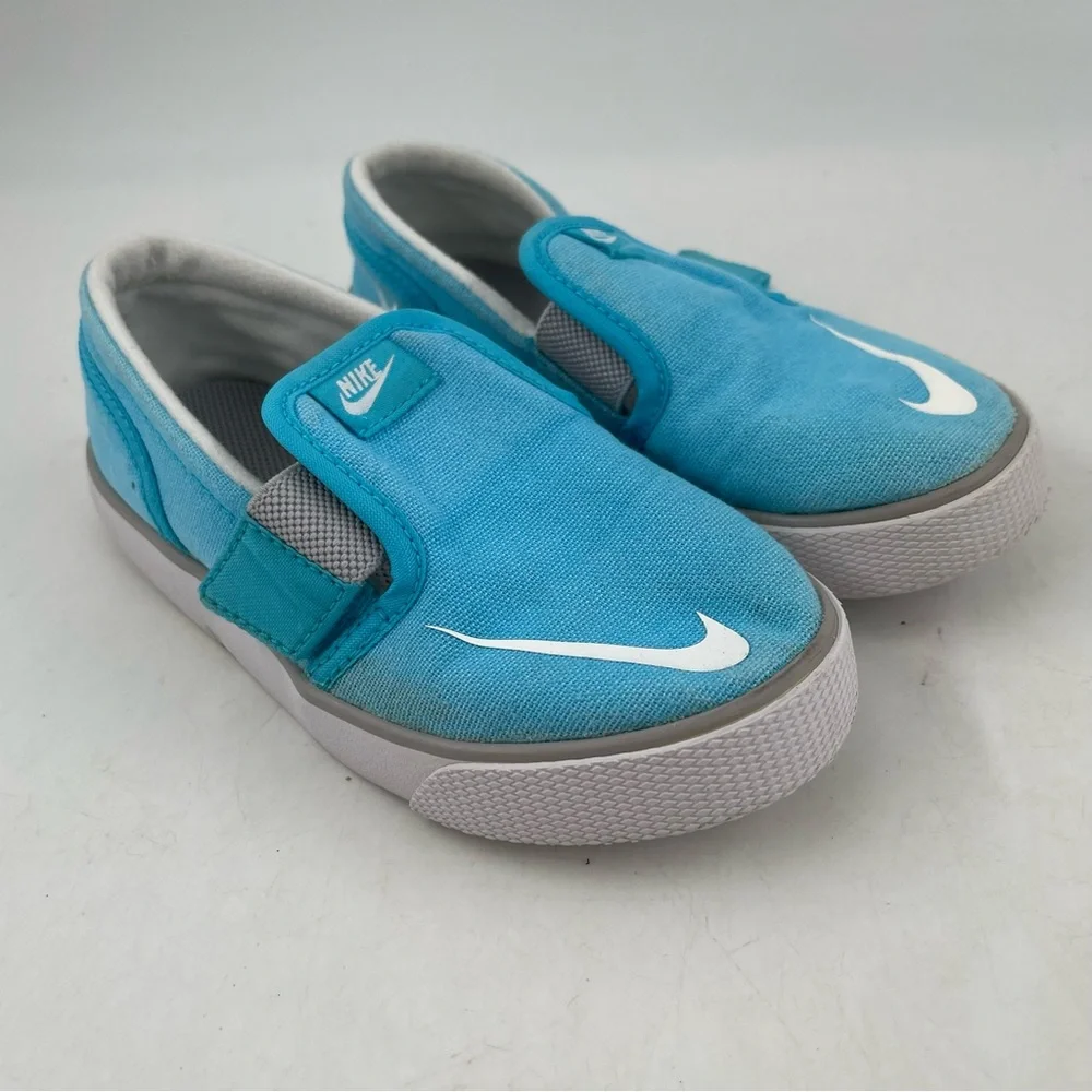 Nike Toddlers Kids Toki Slip-on Canvas Sail Blue White Sneakers Shoes - Size 10C